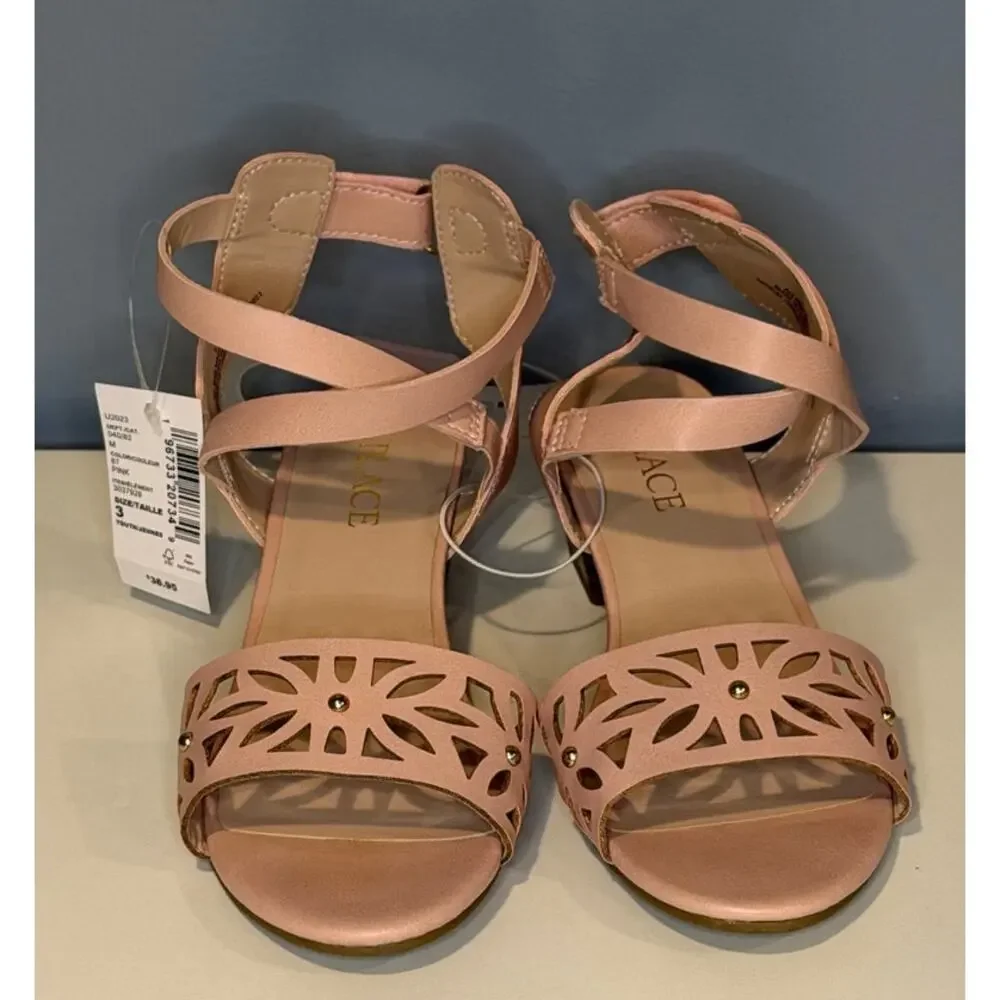 NWT The Children's Place Girls Perforated Gladiator Heel Sandals